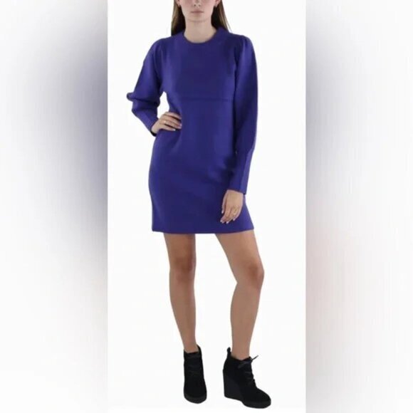 "NWT"French Connection Cobalt Violet Babysoft Balloon Sleeve Mini Dress- Size XL - Picture 1 of 12